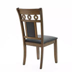 LuxenHome Lot de 2 chaises de salle à manger grises rembourrées en bois d'hévéa naturel marron
