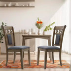 LuxenHome Lot de 2 chaises de salle à manger grises rembourrées en bois d'hévéa naturel marron