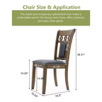 LuxenHome Lot de 2 chaises de salle à manger grises rembourrées en bois d'hévéa naturel marron