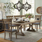 LuxenHome Lot de 2 chaises de salle à manger grises rembourrées en bois d'hévéa naturel marron