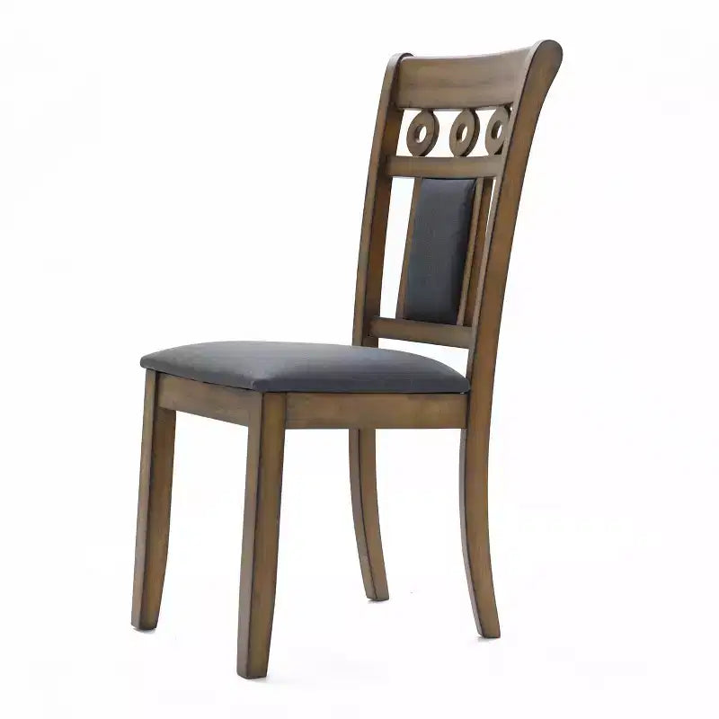 LuxenHome Lot de 2 chaises de salle à manger grises rembourrées en bois d'hévéa naturel marron