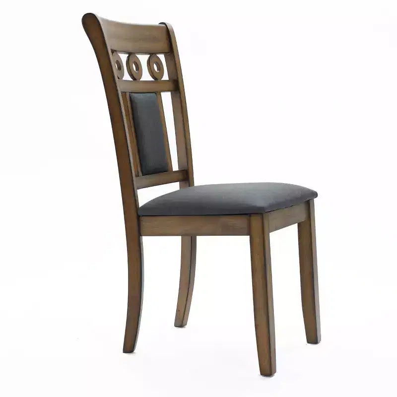 LuxenHome Lot de 2 chaises de salle à manger grises rembourrées en bois d'hévéa naturel marron