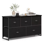 Commode de Rangement en Tissu Costway avec 5 Tiroirs, Cadre en Métal, Plateau Marron/Noir