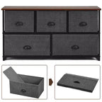 Commode de Rangement en Tissu Costway avec 5 Tiroirs, Cadre en Métal, Plateau Marron/Noir