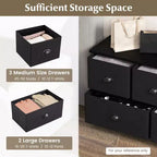 Commode de Rangement en Tissu Costway avec 5 Tiroirs, Cadre en Métal, Plateau Marron/Noir
