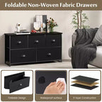 Commode de Rangement en Tissu Costway avec 5 Tiroirs, Cadre en Métal, Plateau Marron/Noir