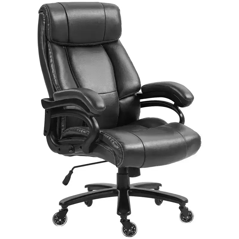 Vinsetto Fauteuil de bureau exécutif 180 kg pour personnes fortes et de grande taille, Chaise de bureau en cuir PU avec hauteur réglable, Roulettes pivotantes