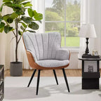 Fauteuil d'appoint Yaheetech moderne rembourré en similicuir pour salon, salle à manger, chambre, marron rétro