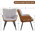Fauteuil d'appoint Yaheetech moderne rembourré en similicuir pour salon, salle à manger, chambre, marron rétro