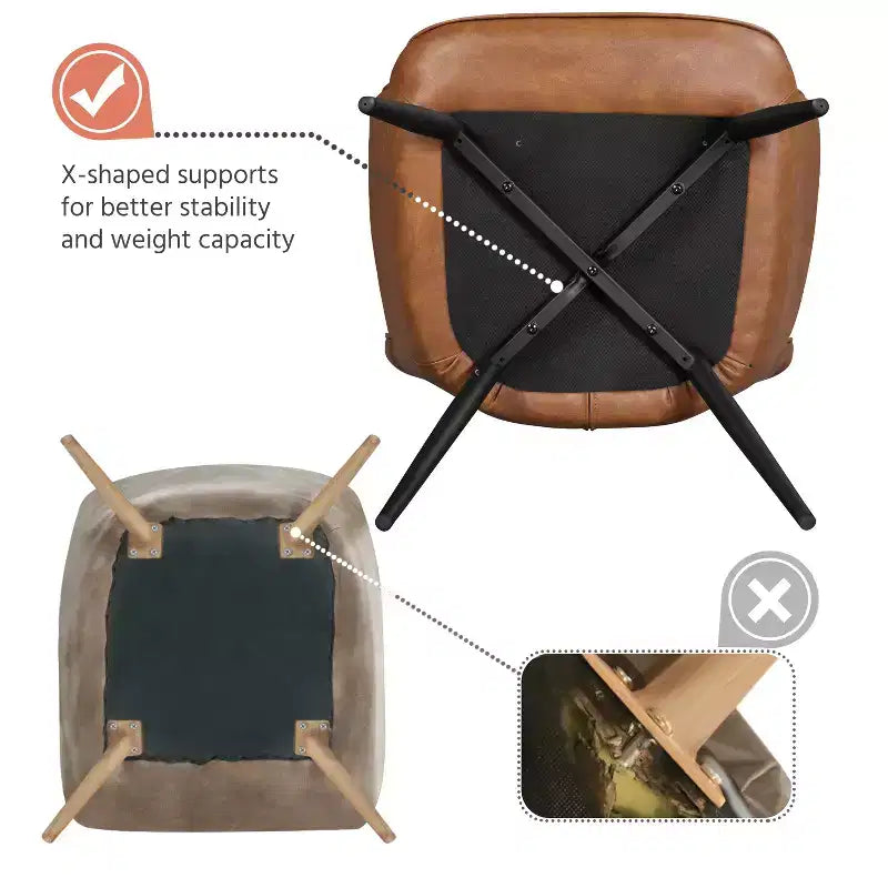 Fauteuil d'appoint Yaheetech moderne rembourré en similicuir pour salon, salle à manger, chambre, marron rétro