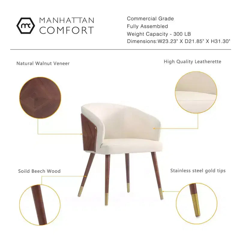 Chaise de salle à manger Reeva moderne en similicuir - Manhattan Comfort