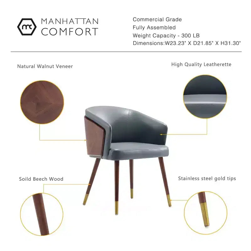 Chaise de salle à manger Reeva moderne en similicuir - Manhattan Comfort