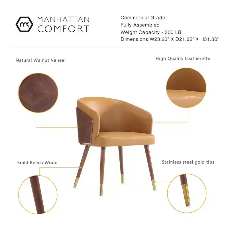 Chaise de salle à manger Reeva moderne en similicuir - Manhattan Comfort