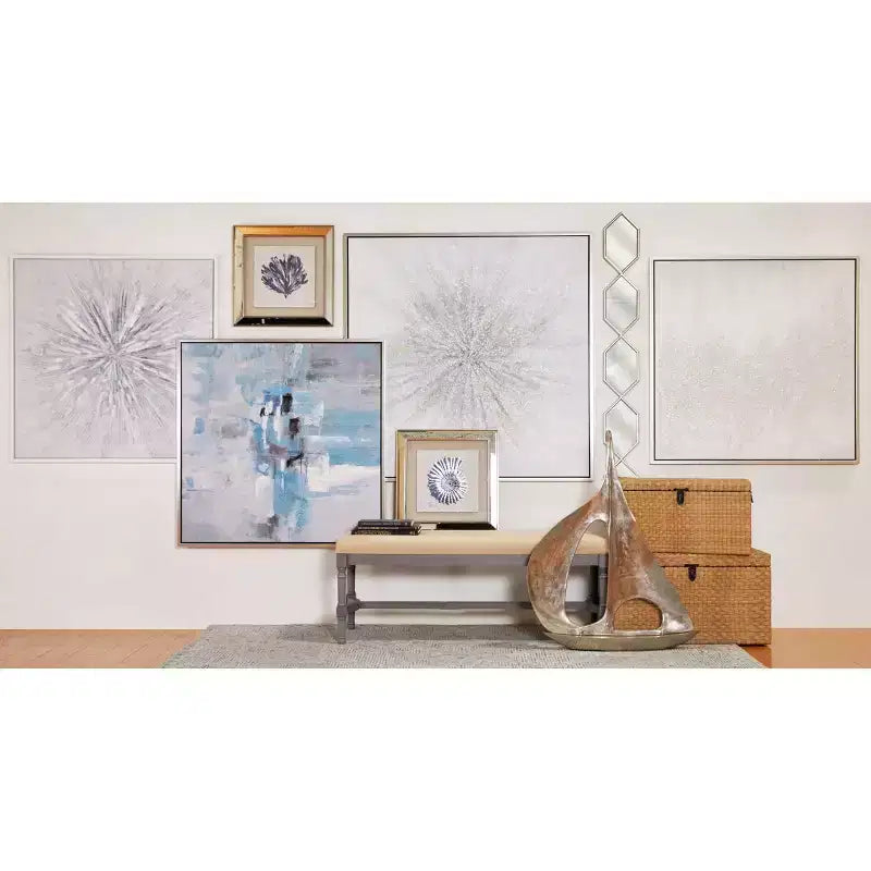 Miroir mural Olivia & May, 59x7, chaîne empilée fine en métal, 5 couches, motif treillis
