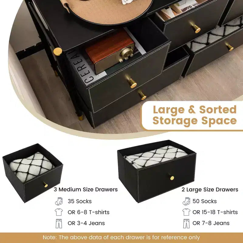 Commode à 5/6/8 tiroirs en tissu Costway, tour de rangement large pour chambre à coucher