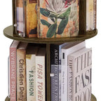 VECELO Étagère bibliothèque 4 niveaux Présentoir à 360° au sol Meuble de rangement avec cloison vitrée en acrylique, Étagère rotative
