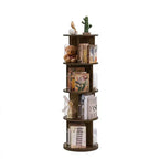 VECELO Étagère bibliothèque 4 niveaux Présentoir à 360° au sol Meuble de rangement avec cloison vitrée en acrylique, Étagère rotative