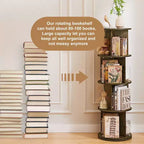 VECELO Étagère bibliothèque 4 niveaux Présentoir à 360° au sol Meuble de rangement avec cloison vitrée en acrylique, Étagère rotative