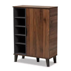 Idina Mid-Century Wood 1 Door Shoe Cabinet - Baxton Studio