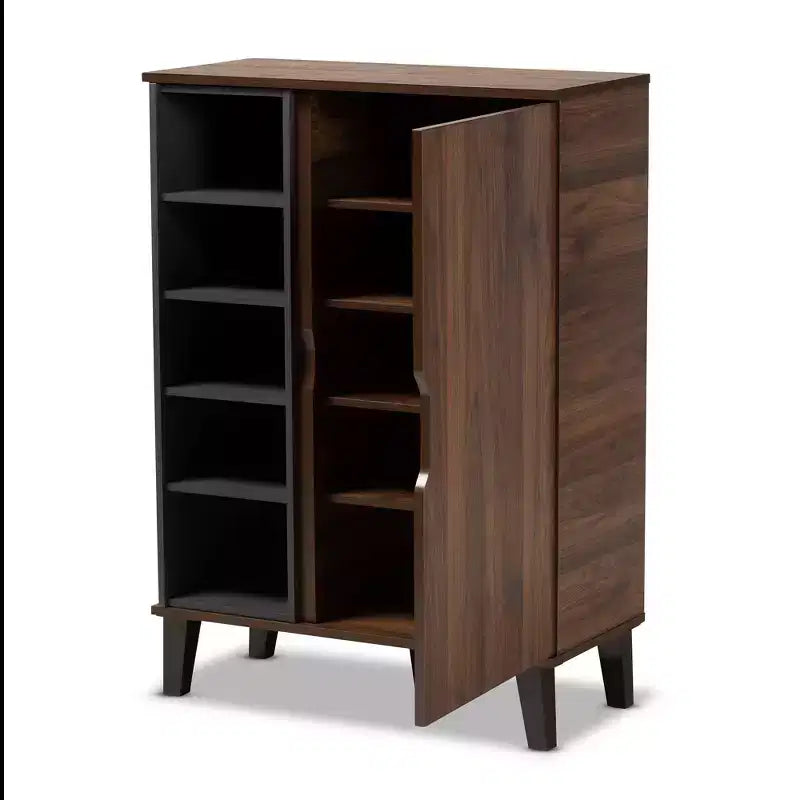 Meuble à chaussures Idina Mid-Century Wood 1 porte - Baxton Studio