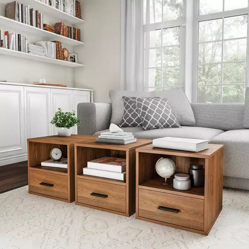 Table d'appoint Hasting Home - Table d'appoint modulable et empilable en forme de cube avec tiroir