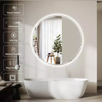 Miroir de courtoisie de salle de bain mural Stufurhome rond, biseauté, anti-buée, à mémoire, avec DEL à intensité variable et 3 couleurs.