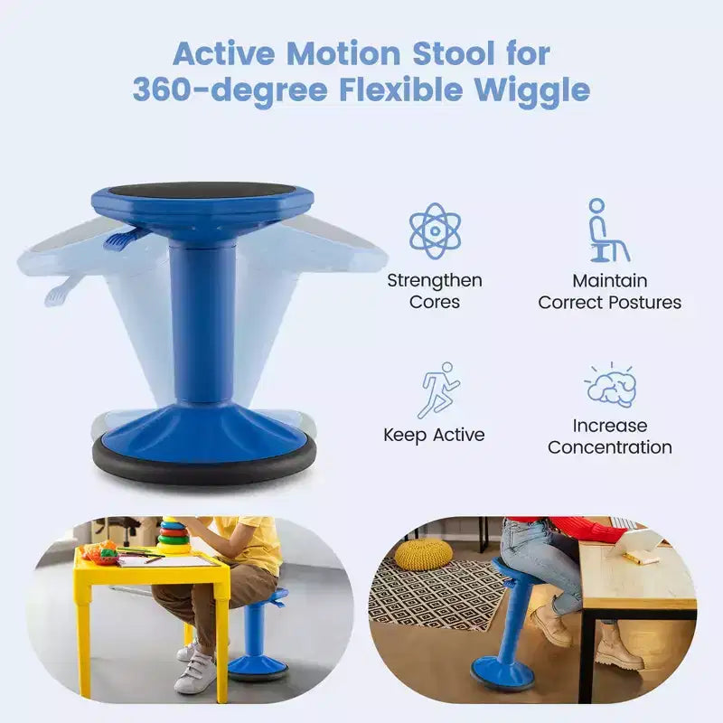 Tabouret ergonomique Costway Active Motion pour enfants, chaise oscillante à hauteur réglable Gris/Bleu/Noir/Vert menthe/Blanc