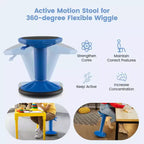 Tabouret ergonomique Costway Active Motion pour enfants, chaise oscillante à hauteur réglable Gris/Bleu/Noir/Vert menthe/Blanc