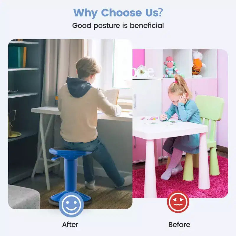 Tabouret ergonomique Costway Active Motion pour enfants, chaise oscillante à hauteur réglable Gris/Bleu/Noir/Vert menthe/Blanc