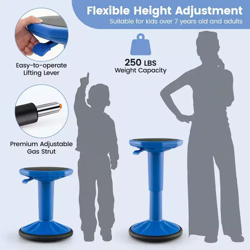 Tabouret ergonomique Costway Active Motion pour enfants, chaise oscillante à hauteur réglable Gris/Bleu/Noir/Vert menthe/Blanc
