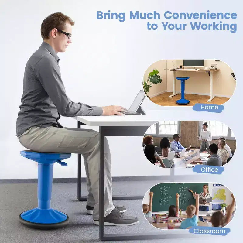 Tabouret ergonomique Costway Active Motion pour enfants, chaise oscillante à hauteur réglable Gris/Bleu/Noir/Vert menthe/Blanc