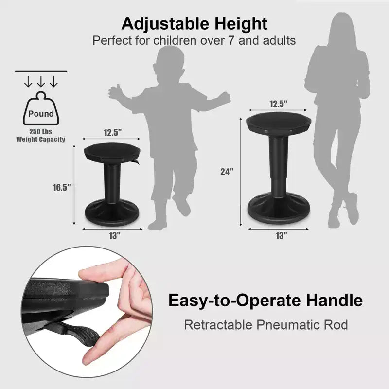 Tabouret ergonomique Costway Active Motion pour enfants, chaise oscillante à hauteur réglable Gris/Bleu/Noir/Vert menthe/Blanc