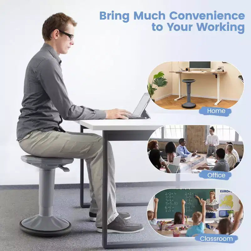 Tabouret ergonomique Costway Active Motion pour enfants, chaise oscillante à hauteur réglable Gris/Bleu/Noir/Vert menthe/Blanc