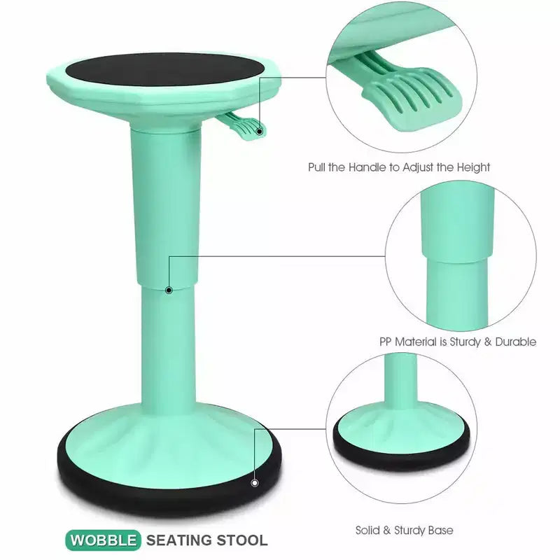 Tabouret ergonomique Costway Active Motion pour enfants, chaise oscillante à hauteur réglable Gris/Bleu/Noir/Vert menthe/Blanc