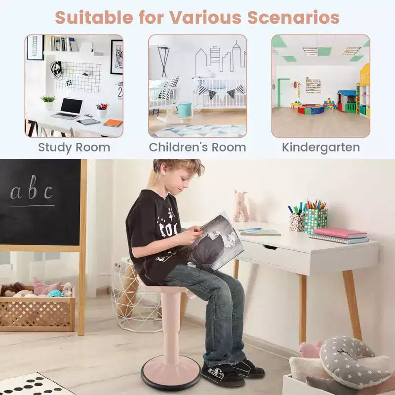 Tabouret ergonomique Costway Active Motion pour enfants, chaise oscillante à hauteur réglable Gris/Bleu/Noir/Vert menthe/Blanc