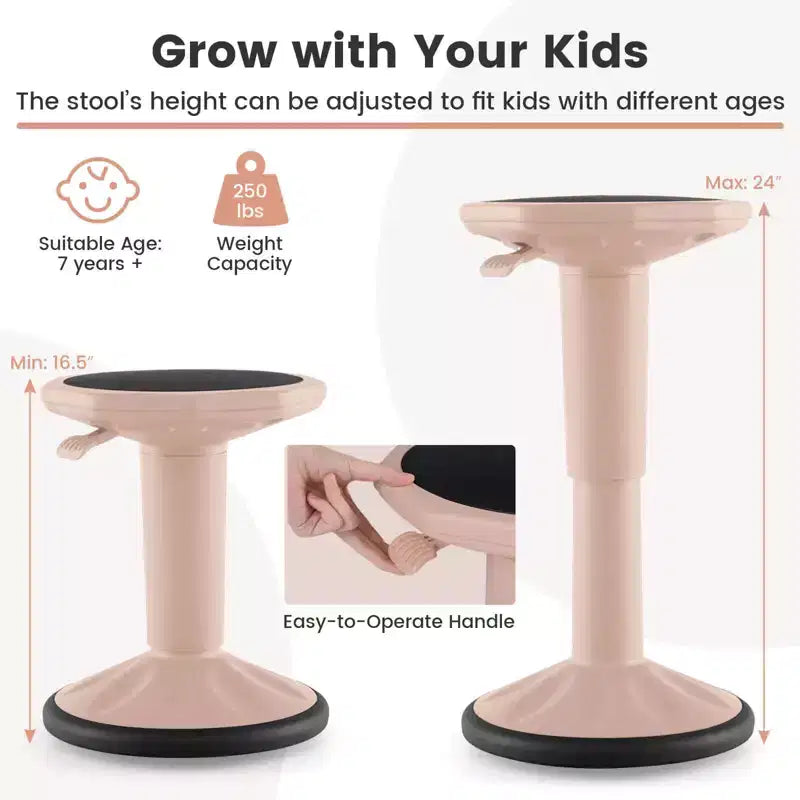 Tabouret ergonomique Costway Active Motion pour enfants, chaise oscillante à hauteur réglable Gris/Bleu/Noir/Vert menthe/Blanc