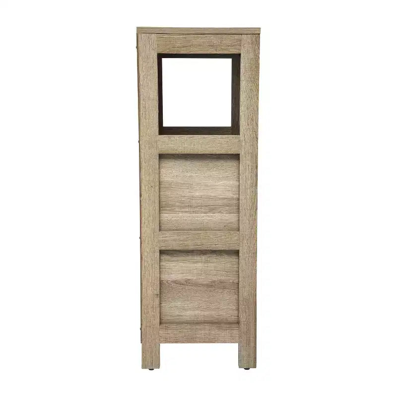 Organisateur de rangement de salle de bain Flash Furniture Dune style ferme avec deux tiroirs amovibles et une étagère de présentation ouverte
