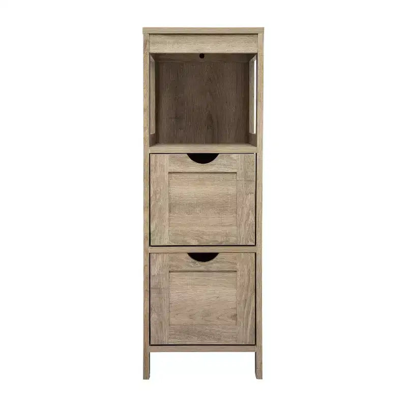 Organisateur de rangement de salle de bain Flash Furniture Dune style ferme avec deux tiroirs amovibles et une étagère de présentation ouverte