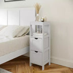 Organisateur de rangement de salle de bain Flash Furniture Dune style ferme avec deux tiroirs amovibles et une étagère de présentation ouverte
