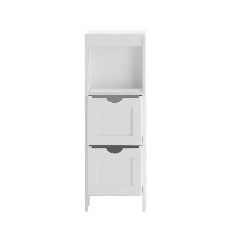 Organisateur de rangement de salle de bain Flash Furniture Dune style ferme avec deux tiroirs amovibles et une étagère de présentation ouverte