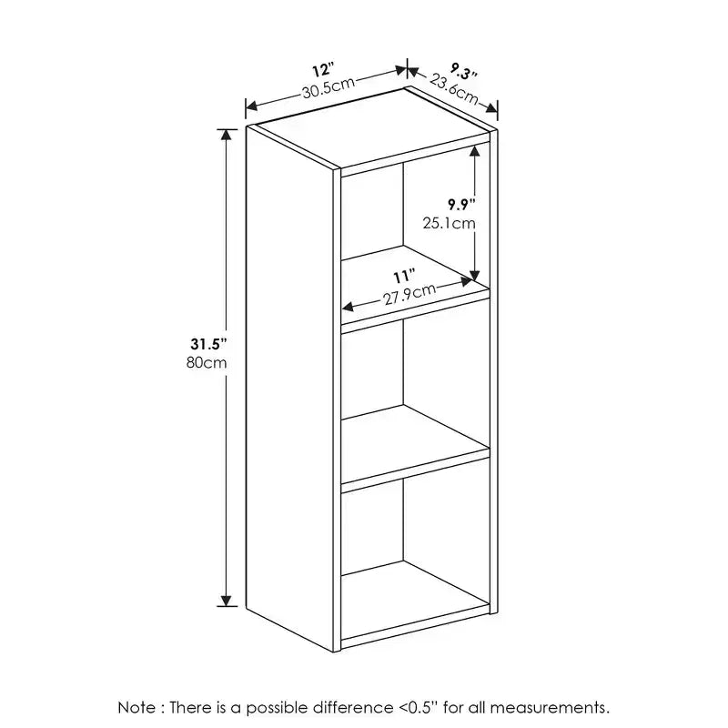 Furinno Étagère utilitaire à 3 niveaux facile à assembler Bibliothèque ouverte Organiseur de présentation