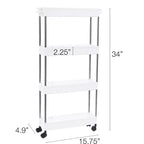 Étagère de rangement coulissante étroite à 4 niveaux pour maison moderne – Chariot de service blanc