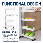 Étagère de rangement coulissante étroite à 4 niveaux pour maison moderne – Chariot de service blanc
