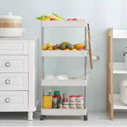 Étagère de rangement coulissante étroite à 4 niveaux pour maison moderne – Chariot de service blanc