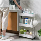 Étagère de rangement coulissante étroite à 4 niveaux pour maison moderne – Chariot de service blanc