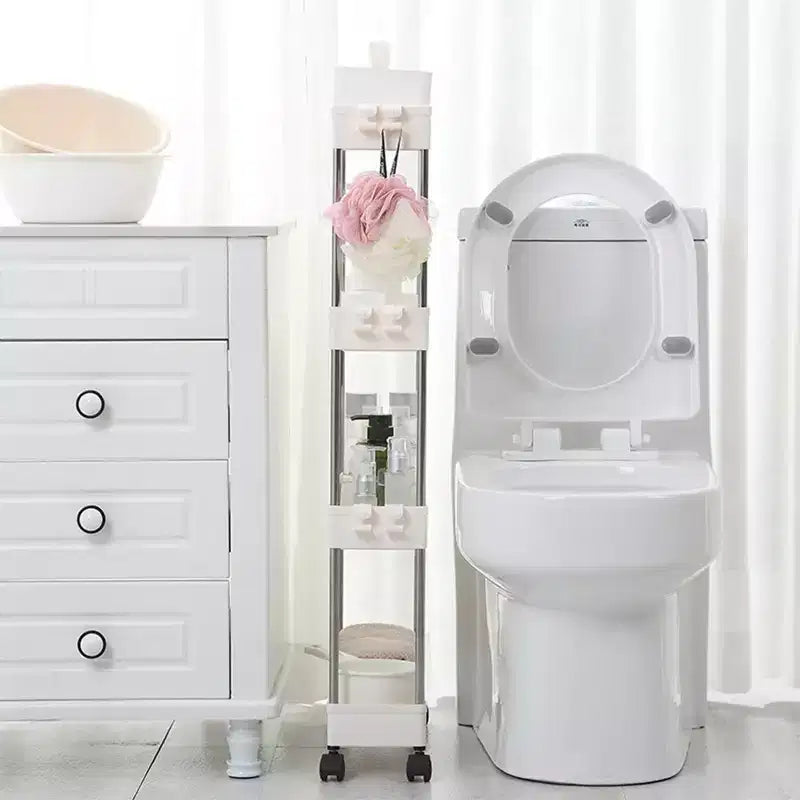 Étagère de rangement coulissante étroite à 4 niveaux pour maison moderne – Chariot de service blanc