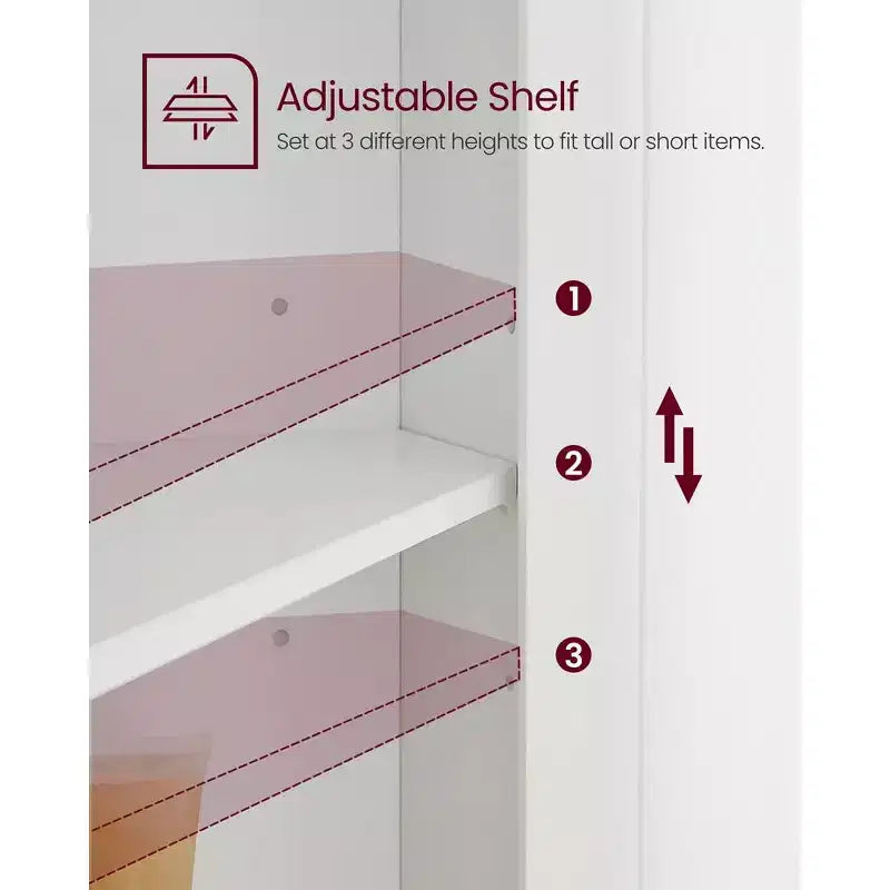 Meuble de Rangement d'Angle Haut VASAGLE, avec 2 Portes et 4 Étagères Réglables, Blanc
