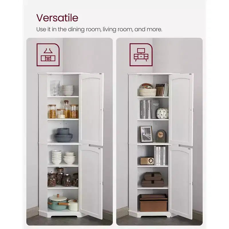 Meuble de Rangement d'Angle Haut VASAGLE, avec 2 Portes et 4 Étagères Réglables, Blanc