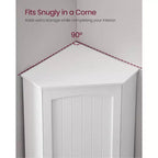 Meuble de Rangement d'Angle Haut VASAGLE, avec 2 Portes et 4 Étagères Réglables, Blanc