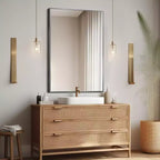 Miroir Mural Rectangulaire en Métal Moderne Dovelina Miroir de Salle de Bain